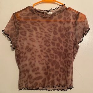 Cheetah print mesh top